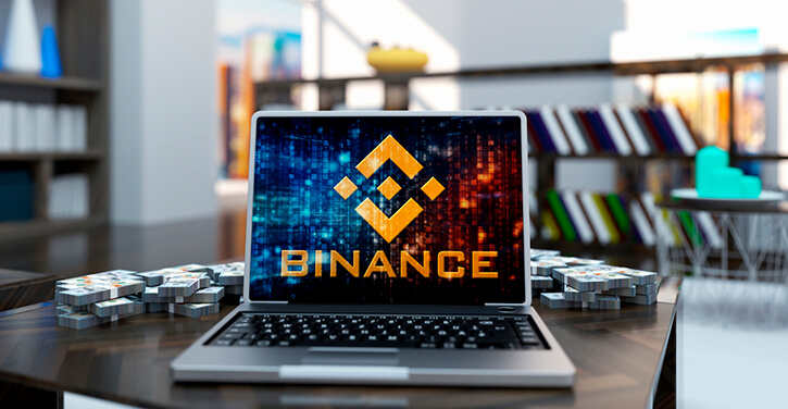 Image of laptop with Binance company logo