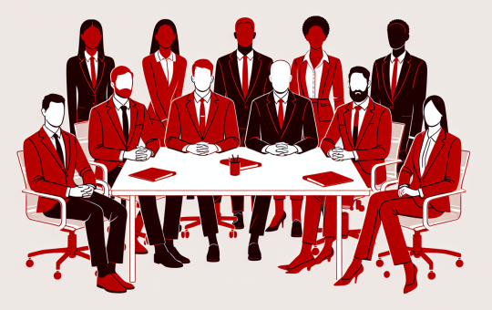 A team of people in red illustrating new AI red teaming methods created by OpenAI to improve the safety of new artificial intelligence models.