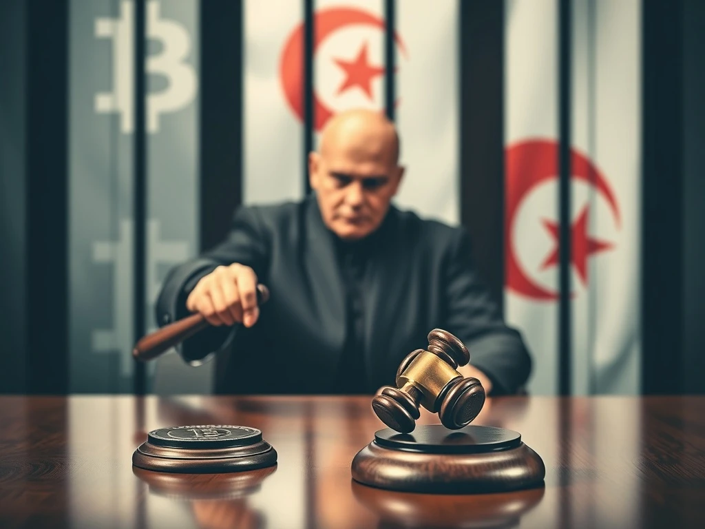 Algeria crypto ban with judge gavel symbolizing strict regulations