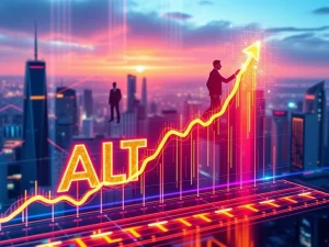 A digital chart showing an explosive ALT crypto price surge, symbolizing strong institutional interest and significant crypto gains.