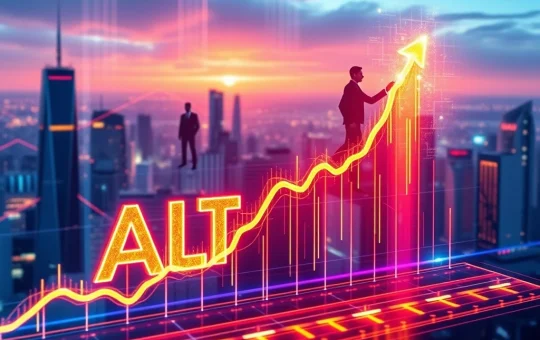 A digital chart showing an explosive ALT crypto price surge, symbolizing strong institutional interest and significant crypto gains.