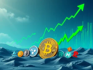Chart showing Bitcoin dominance decreasing while altcoin market capitalization rises, reflecting shifting cryptocurrency trends.