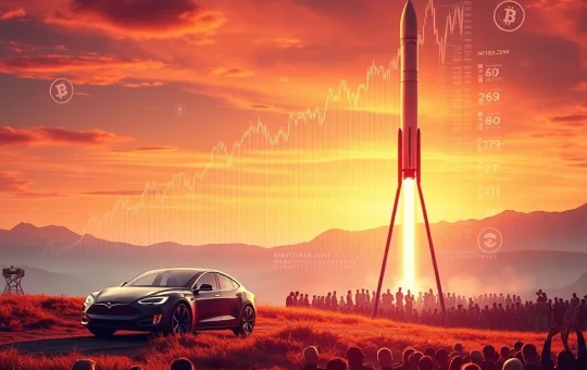 Elon Musk's America Party Token soaring amidst a gathering of Tesla owners and X Takeover enthusiasts, symbolizing political and crypto innovation.