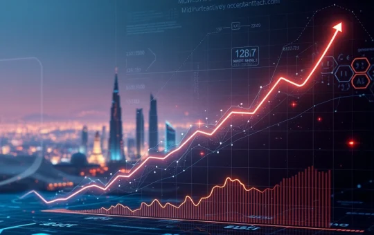 A visual representation of Anthropic's AI funding and soaring AI valuation, with digital elements and Middle Eastern motifs.