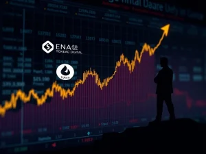 A chart showing a significant Ethena price surge, representing Arthur Hayes' strategic ENA token investment and its positive market impact.