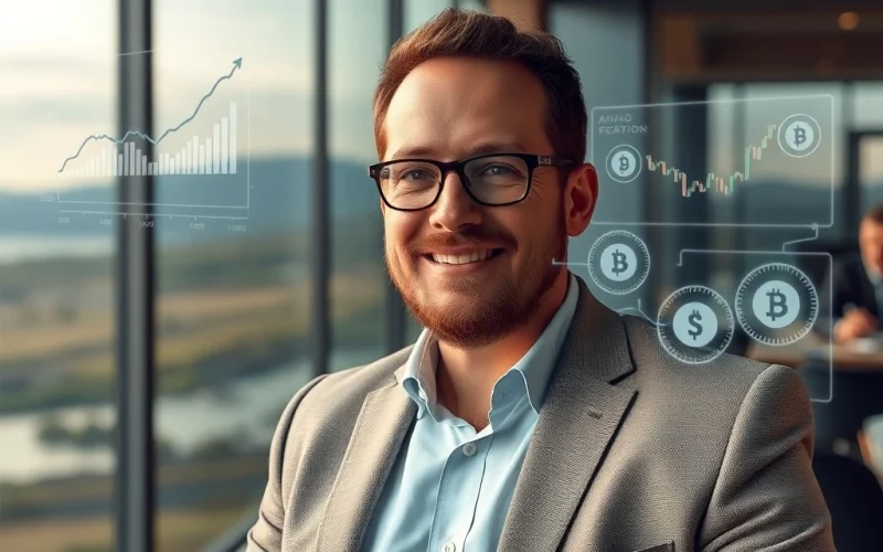 Arthur Hayes confidently reviewing a crypto portfolio, highlighting his strategic ENA token accumulation.