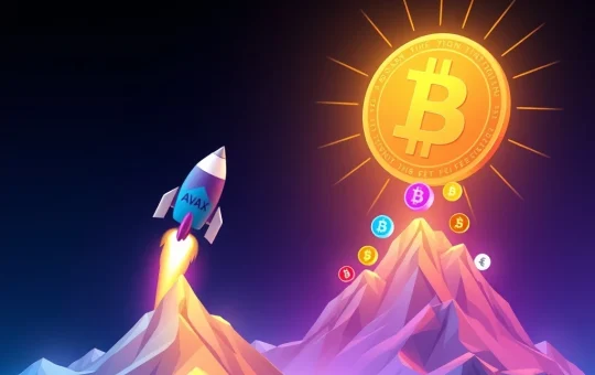 A vibrant visual depicting Avalanche AVAX soaring towards a $35 target, powered by a Bitcoin-led altcoin rally, symbolizing strong crypto market trends.
