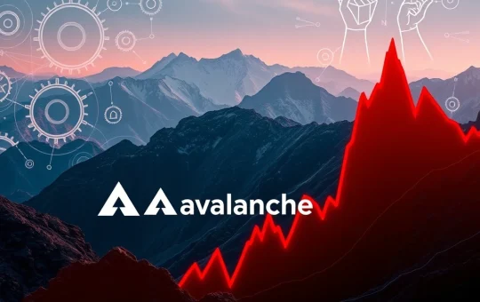 A crypto price chart showing a significant dip, symbolizing AVAX's recent volatility amidst Avalanche network developments.