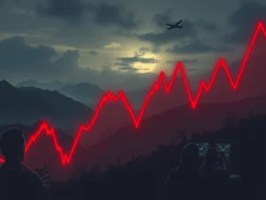 A chart showing a dramatic plunge in AWE crypto value, symbolizing extreme market volatility and regulatory impact.