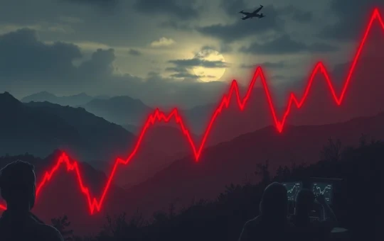 A chart showing a dramatic plunge in AWE crypto value, symbolizing extreme market volatility and regulatory impact.