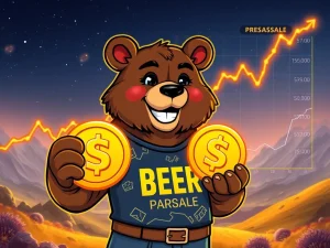 A bear character symbolizing the BeerBear presale, showcasing its potential for 4x gains through secure, audited crypto investment.