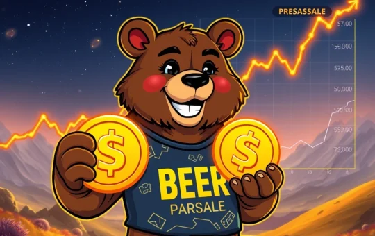 A bear character symbolizing the BeerBear presale, showcasing its potential for 4x gains through secure, audited crypto investment.