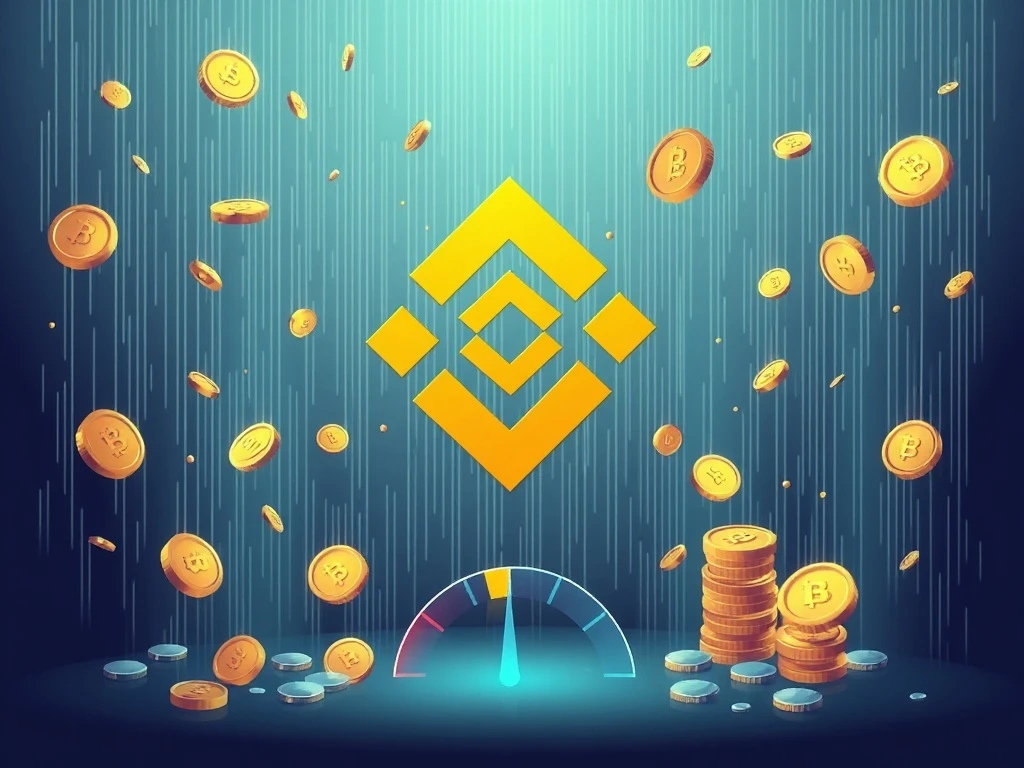 Binance Airdrop tokens descending, symbolizing a dynamic reward system and increased DeFi adoption opportunities.