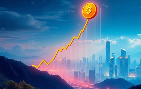 Chart depicting Binance Coin (BNB) price soaring to an unprecedented all-time high, symbolizing market growth driven by strong institutional demand.
