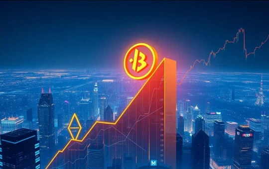 A dynamic chart showing Binance Coin (BNB) price reaching a new all-time high, symbolizing the significant growth driven by institutional adoption.