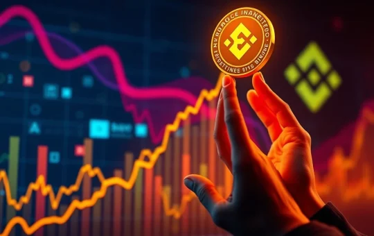 A vibrant digital chart illustrating Binance Coin's explosive surge to new highs, symbolizing strong institutional demand and market growth.