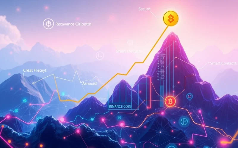 A dynamic chart showing the remarkable surge of Binance Coin (BNB) price, highlighting its all-time high driven by strong market fundamentals.
