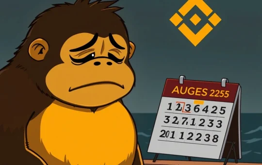 Binance NFT Staking ends for BAYC and MAYC, showing a Bored Ape contemplating the future of NFT rewards.