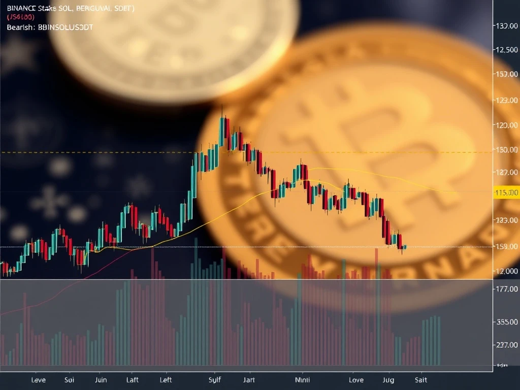 A crypto chart illustrating the recent Binance Staked SOL (BNSOLUSDT) price drop, highlighting bearish reversal and key technical indicators.