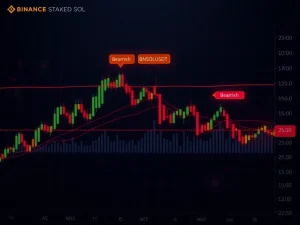 Binance Staked SOL (BNSOLUSDT) price chart showing bearish trend and key indicators