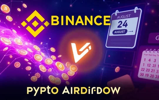 A visual representation of the upcoming Binance VRA Airdrop, showing VRA tokens being distributed, symbolizing increased DeFi adoption.