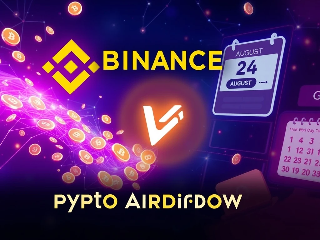 A visual representation of the upcoming Binance VRA Airdrop, showing VRA tokens being distributed, symbolizing increased DeFi adoption.