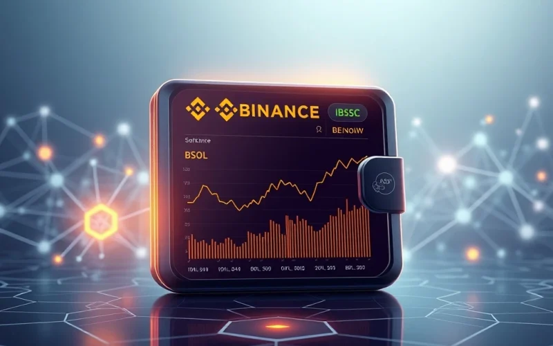 A sleek Binance Wallet interface showcasing seamless BSC and Solana integration, symbolizing the latest Solana news and a significant crypto airdrop.