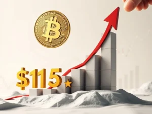 Chart showing Bitcoin's price holding at $115,000, illustrating strong institutional buying and market resilience.
