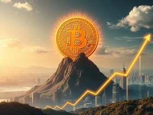A visual representation of Bitcoin's potential surge to $130,000, highlighting the role of strong Bitcoin ETF inflows and key support levels in its market trajectory.