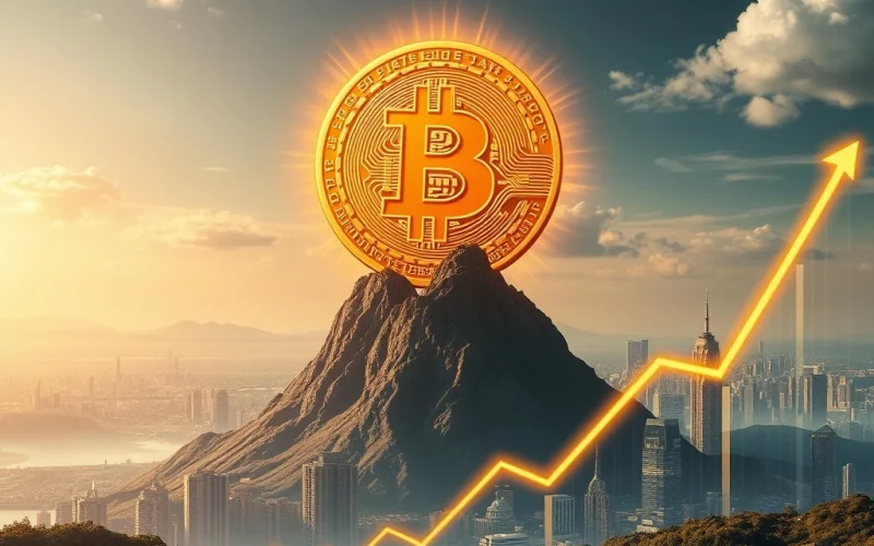 A visual representation of Bitcoin's potential surge to $130,000, highlighting the role of strong Bitcoin ETF inflows and key support levels in its market trajectory.