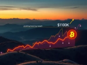 A chart illustrating Bitcoin's price trajectory, showing a strong $110K Bitcoin support level and an ambitious $130K target, fueled by substantial ETF inflows.