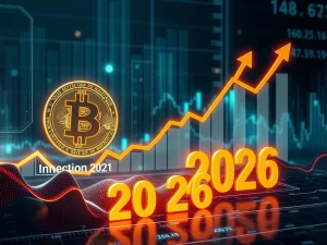 Chart showing Bitcoin's potential 2026 breakout driven by institutional adoption, signaling a shift from traditional Bitcoin cycle patterns.