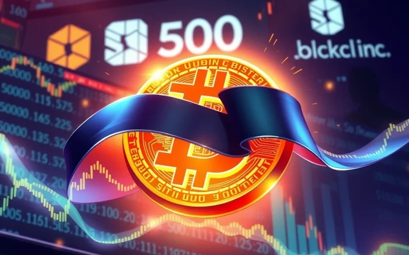 Block Inc. joining the S&P 500, symbolizing the growing mainstream Bitcoin adoption and crypto integration into traditional finance.