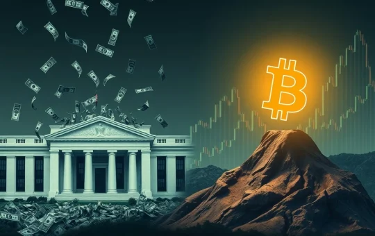 Visualizing the Federal Reserve's $100B loss contrasting with the growing appeal of Bitcoin adoption.