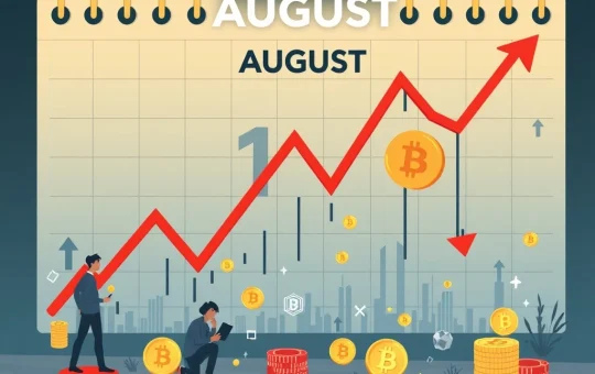 A visual representation of a significant Bitcoin August drop impacting altcoin underperformance across the crypto market.