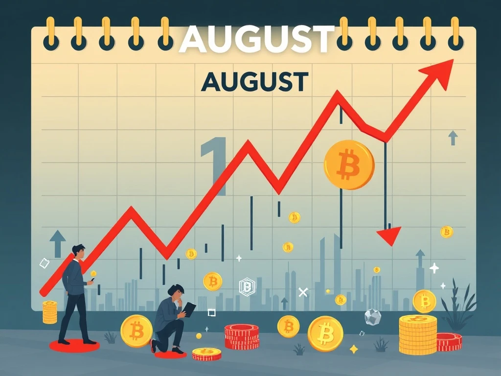 A visual representation of a significant Bitcoin August drop impacting altcoin underperformance across the crypto market.