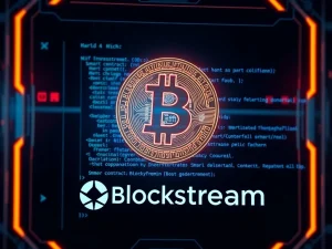 Bitcoin and Simplicity smart contract code on a futuristic digital interface