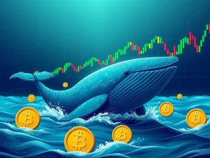 A large digital whale with Bitcoin Cash (BCH) symbols, symbolizing the significant increase in BCH whale activity impacting the market.
