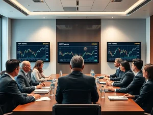 Executives strategize a Bitcoin corporate treasury shift, hedging inflation with digital assets like BTC, XRP, and Solana.