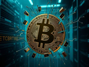 A fragmented Bitcoin symbol illustrates the profound impact of lost Bitcoin supply, highlighting its increasing scarcity.