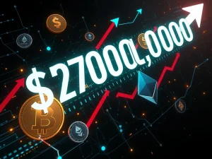 A visual representation of a significant $270M leveraged bet on Bitcoin and Ethereum, illustrating the potential for extreme crypto volatility in the market.