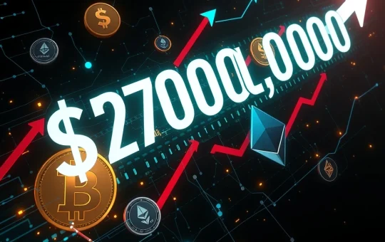 A visual representation of a significant $270M leveraged bet on Bitcoin and Ethereum, illustrating the potential for extreme crypto volatility in the market.