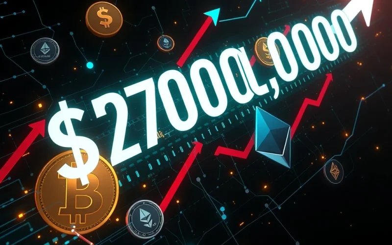A visual representation of a significant $270M leveraged bet on Bitcoin and Ethereum, illustrating the potential for extreme crypto volatility in the market.