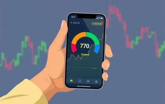 A visual representation of the Bitcoin Fear & Greed Index showing a 'Greed' sentiment, highlighting crucial market psychology.