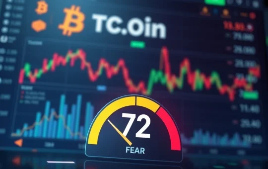 Bitcoin Fear and Greed Index drops to 72 amid market volatility