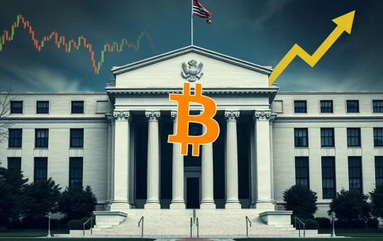 Charts showing Bitcoin price volatility reacting to Federal Reserve interest rate decisions, emphasizing market anticipation for a September rate cut.