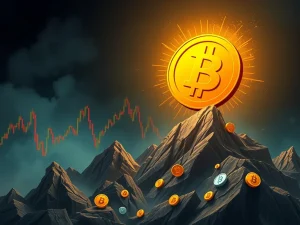 A visual representation of Bitcoin's impressive performance dwarfing the struggles of crypto liquid funds and altcoins, highlighting the challenges in digital asset management.