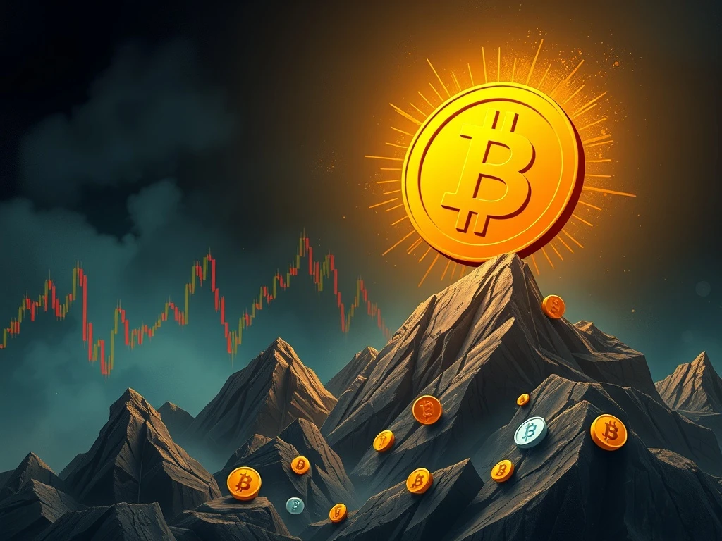 A visual representation of Bitcoin's impressive performance dwarfing the struggles of crypto liquid funds and altcoins, highlighting the challenges in digital asset management.