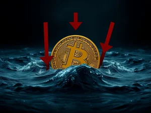 A chart showing Bitcoin futures open interest plummeting, indicating intense bearish sentiment in the crypto market.