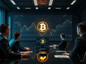 Professionals analyzing charts, symbolizing Bitcoin institutional investment and the market's evolving dynamics.
